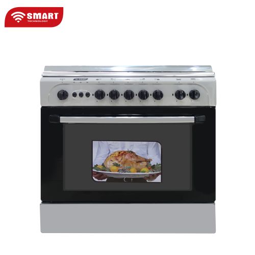 SMART TECHNOLOGY Cuisinière à Gaz - 4 Feux Avec Four - 50 X 50 Cm –  Blanc/Noir - STC-5050B